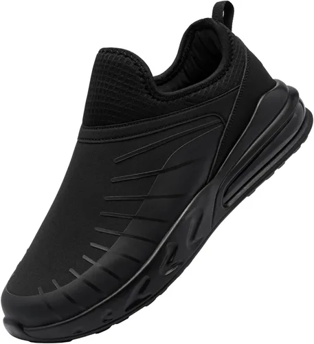 LARNMERN Zapatos sin cordones antideslizantes impermeables para caminar, zapotos trabajo, antideslizantes, zapatos de trabajo, amortiguación de