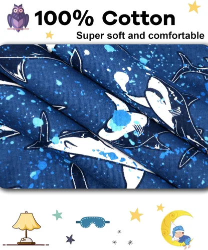 Miniatura 5 de DAUGHTER QUEEN Pijama para niños de 4 piezas, 100% algodón, talla 18 meses a 12 años
