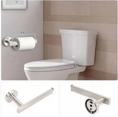 Miniatura 5 de NearMoon Juego de 5 piezas de accesorios de baño de acero inoxidable 304, juego de toallero cuadrado que incluye toallero de 16 pulgadas + anillo
