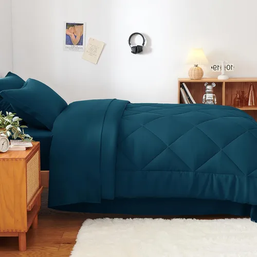 Miniatura 255 de CozyLux Juego de edredón tamaño King, color naranja quemado, toda la ropa de cama en una sola bolsa, 7 piezas: edredón, fundas de almohada