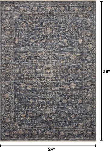 Miniatura 2 de Loloi Sorrento Collection SOR-01 Midnight/Natural - Alfombra decorativa de 2 pies x 3 pies