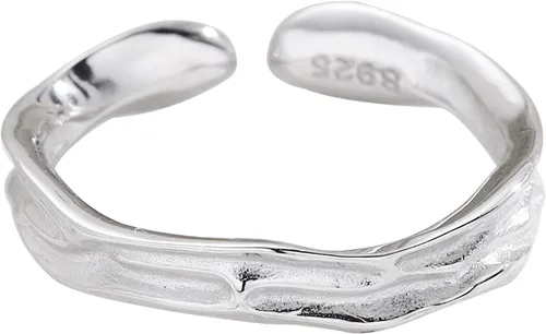 Miniatura 16 de Anillo de plata de ley 925, minimalista, ajustable, hecho a mano, para mujeres y niñas