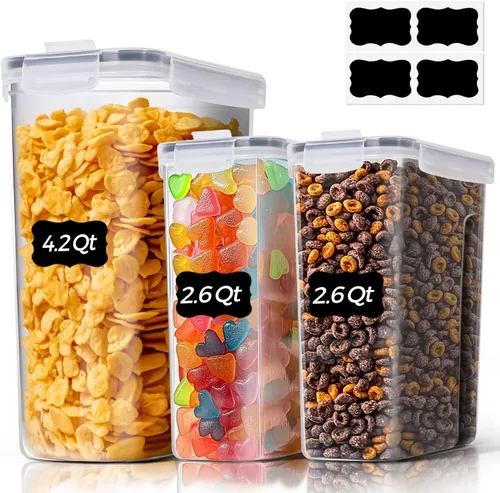 Miniatura 9 de ComSaf Juego de recipientes de cereales (6L/4 pulgadas x 2), recipientes herméticos para almacenamiento de alimentos para mascotas, dispensador