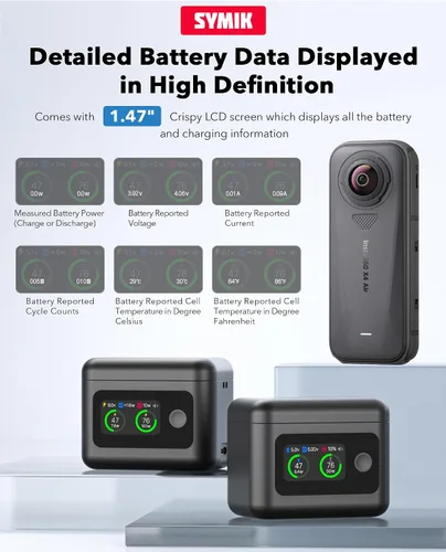 Miniatura 9 de Baterías de aire X4 (2 paquetes) con concentrador de carga rápida de 27 W, estuche de carga rápida dual con pantalla LCD, hub de cargador