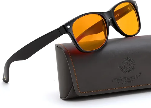 FEISEDY Lentes clásicos de bloqueo de luz azul naranja/roja para mujeres y hombres, anteojos de sueño para computadora de juegos B0339