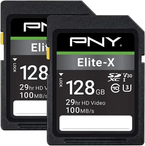 Miniatura 12 de PNY Tarjeta de memoria flash Elite-X Class 10 U3 V30 SDXC de 128 GB, 100 MB/s, clase 10, U3, V30, 4K UHD, Full HD, UHS-I, SD de tamaño completo