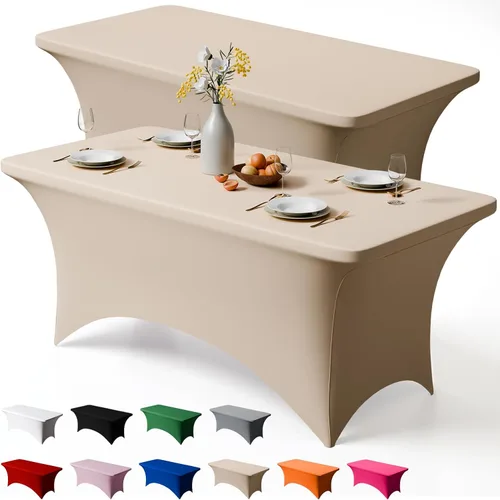 Miniatura 7 de Trlyc Paquete de 1 mantel rectangular de elastano de 4 pies – 48 x 30 pulgadas, resistente a las arrugas, para bodas, fiestas, banquetes, picnic