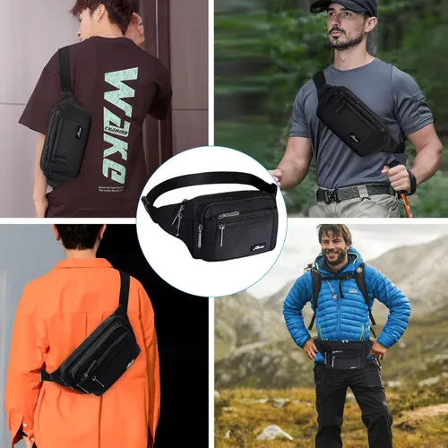 Miniatura 7 de Riñonera Bolsa de Cintura Riñonera para Hombres y Mujeres Bolsa de Cadera con Correa Ajustable para Exteriores Entrenamiento Viajes Casual Correr