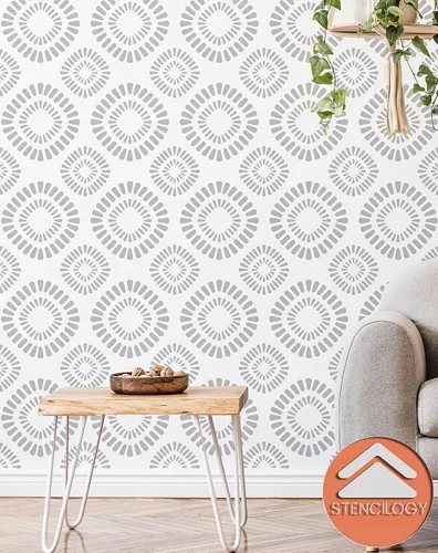 Miniatura 6 de STENCILOGY® / Asi - Plantilla de pared XL de 24 x 38 pulgadas, patrón de plantilla de pared floral grande, plantillas de pared grandes para pintar