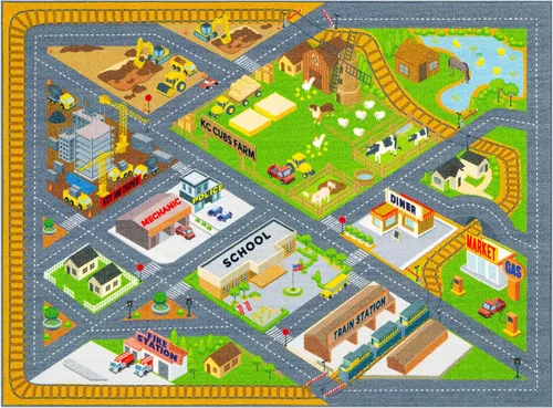 Miniatura 2 de KC Cubs Alfombra de Carretera de Construcción de Granja Rural 5'x7' - Alfombra de Juego Educativa para Niños, Niños Pequeños, Guardería, Aula, Sala