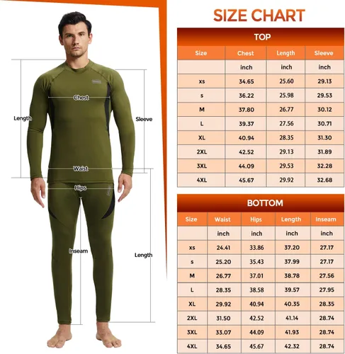 Miniatura 6 de CL convallaria Conjunto de ropa interior térmica para hombre con bragueta, capa base larga para invierno, equipo de caza, parte superior e inferior