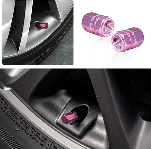 Miniatura 6 de Ziciner 12 PCS Tapas de Vástago de Válvula de Neumático de Automóvil, Cubiertas de Válvula de Rueda de Aleación de Aluminio con Junta Tórica de Rosa