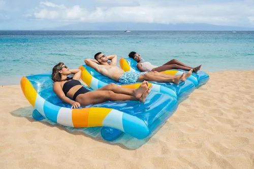 Miniatura 3 de PoolCandy Tumbona flotante Good Vibes. El último flotador inflable 2 en 1 lujoso y duradero; es una silla lounge en tierra o en agua.
