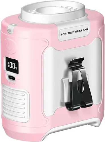 Miniatura 7 de CAZOKASI Ventilador personal con clip para la cintura, recargable, portátil, manos libres, para viajar, trabajar, al aire libre, oficina