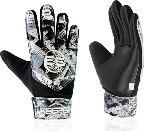 Miniatura 2 de Guantes de portero de fútbol para niños, jóvenes y adultos, guantes de portero de fútbol con doble protección para la muñeca y látex de 0.157 Negro