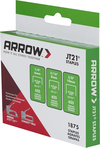 Miniatura 4 de Arrow Paquete múltiple de grapas de alambre fino 21MP1 JT21 para pistolas de grapas y grapadoras, uso para tapicería, paquete 1875 y Arrow 508 Heavy