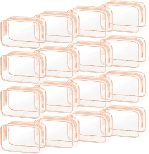 Miniatura 11 de TISRATOK 16 bolsas de maquillaje transparentes, bolsa de aseo de artículos esenciales de viaje, organizador de cosméticos de PVC transparente, bolsa