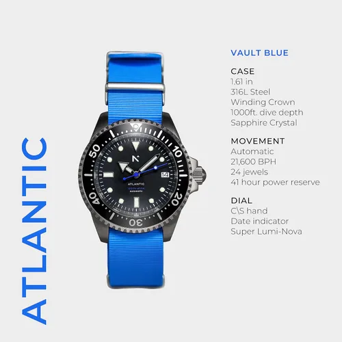 Miniatura 7 de Reloj mecánico de buceo para hombre, acero inoxidable, duradero, versátil e impermeable, protegido por cristal de zafiro, con correa de rendimiento