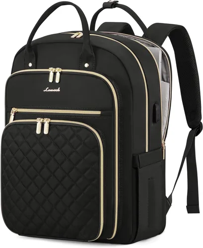Miniatura 7 de LOVEVOOK - Mochila para portátil para mujer, resistente al agua, mochila de trabajo y viaje, con monedero, elegante, mochila de negocios, mochila