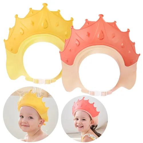 Gorro de baby shower, gorro de ducha para niños, sombrero de visera para protección de ojos y oídos para niños de 0 a 9 años, bonita forma de corona