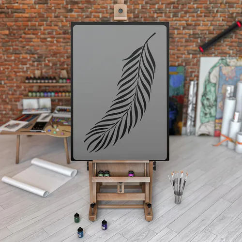 Miniatura 2 de NAKLEO Plantilla de pared de plástico reutilizable - 59x95cm / 23" x 37" - Hoja de palma tropical - Patrón de papel tapiz grande pintura DIY arte