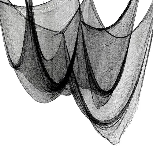 5 piezas de tela espeluznante de Halloween, color negro, 30 x 72 pulgadas, decoraciones de Halloween, decoraciones espeluznantes y espeluznantes de