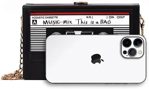 Miniatura 2 de Bolso cruzado retro con forma de radio para mujer, bolso cruzado de metal con diamantes de imitación