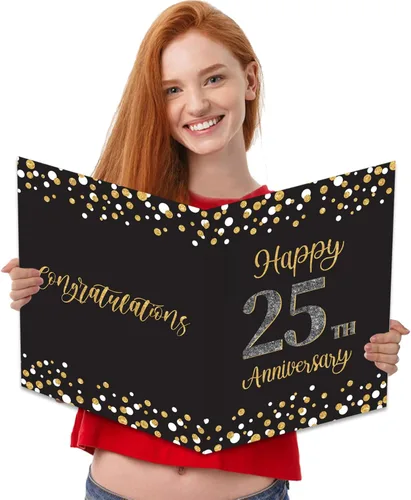 Miniatura 10 de Idealmuzik Tarjeta Jumbo de Feliz 10º Aniversario – Tarjeta de Felicitación de Congratulaciones Grande Plegada de 14x22 Pulgadas con Sobre, Tarjeta