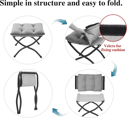 Miniatura 8 de Otomana Plegable de 15"(A), Taburete Reposapiés Plegable, Taburete Pequeño Portátil para el Pie para Sofá, Otomana Reposapiés Plegable Colapsible
