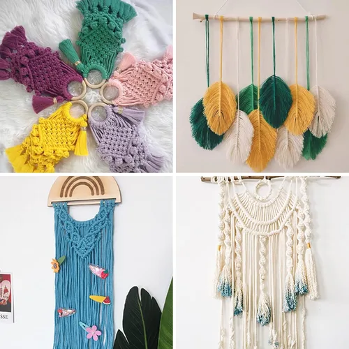 Miniatura 5 de Cuerda de macramé de algodón natural grueso de 3mm x 109 yardas, cuerda de algodón torcido de 4 hebras para macramé suave de color natural hecho a
