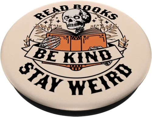 Miniatura 2 de Read Books Be Kind Stay Weird Libro de lectura de esqueleto Bookish PopSockets Standard PopGrip