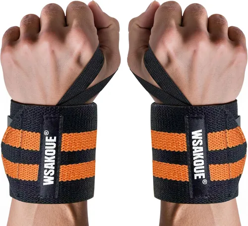 Miniatura 9 de WSAKOUE Muñequeras de levantamiento de pesas, soporte profesional de muñeca de 18 pulgadas con lazo de pulgar de alta resistencia para levantamiento