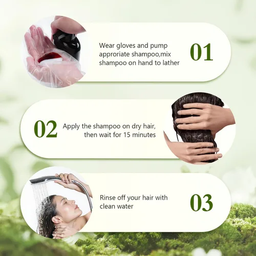 Miniatura 9 de Champú de tinte para el cabello castaño claro, 100 % cobertura de canas, champú para mujeres y hombres, sin amoníaco y sin parabenos con hierbas