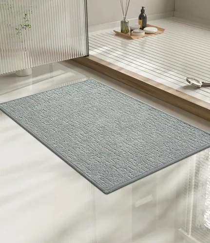 Miniatura 52 de Chakme Juego de 2 alfombras de baño ultrafinas, absorbentes, antideslizantes, lavables a máquina, color negro, 17 x 24 pulgadas / 17 x 30 pulgadas