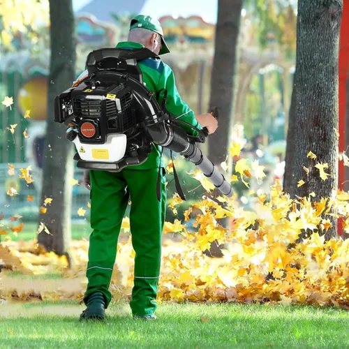 Miniatura 8 de Soplador de hojas de mochila a gas, soplador de hojas de gas de 52 CC, soplador de hojas de 2 tiempos de 550 CFM, sopladores de gas de 6800 RPM