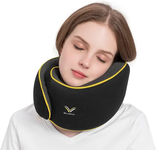 Glowa Almohada de cuello de viaje 2.0, soporte ergonómico de barbilla para avión y automóvil, funda transpirable y lavable, ligera y compacta para