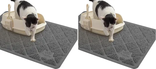 Miniatura 11 de Niubya Tapete de arena para gatos de alta calidad, tapete para caja de arena con respaldo antideslizante e impermeable, tapete atrapa arena suave