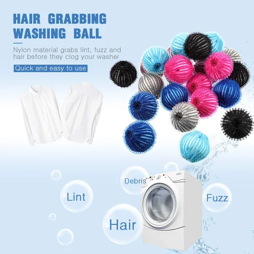 Miniatura 3 de Blulu 12 unidades de removedor de pelo de mascotas para secadora de ropa, bolas reutilizables para lavadora, atrapador de pelo para mascotas, perros
