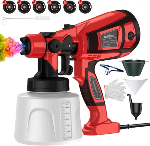 Pulverizador de pintura de 1000 W para pintura de casa, pistola de pintura en aerosol de 32000 RPM con 3 patrones ajustables, pistola de
