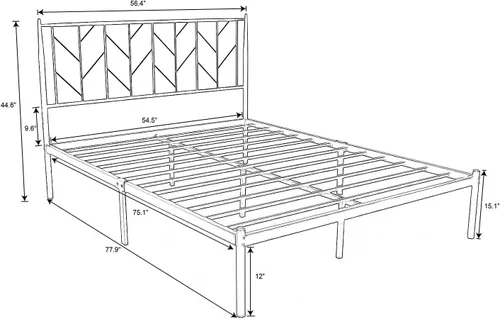 Miniatura 2 de SHA CERLIN Base de cama de metal con cabecera vintage, plataforma resistente con postes redondos, 12 pulgadas debajo de la cama para almacenamiento