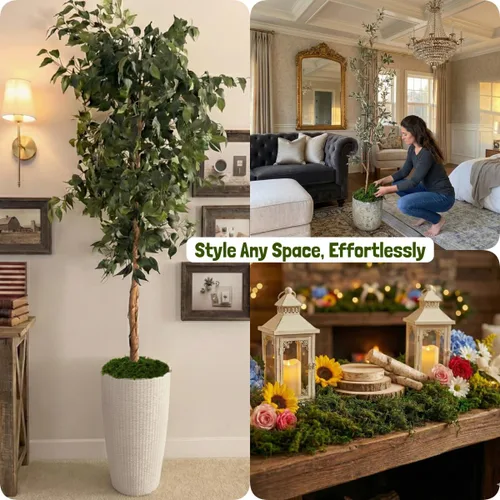 Miniatura 5 de USMOLA Musgo verde para manualidades, musgo falso de 4 onzas para plantas de interior, terrarios, jardines de hadas y exhibiciones de mesa, perfecto