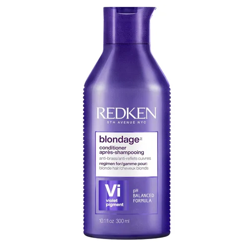 Miniatura 11 de Redken Acondicionador morado de depósito de color rubio Para cabello rubio Neutraliza el latón e hidrata el cabello Con pigmentos violetas