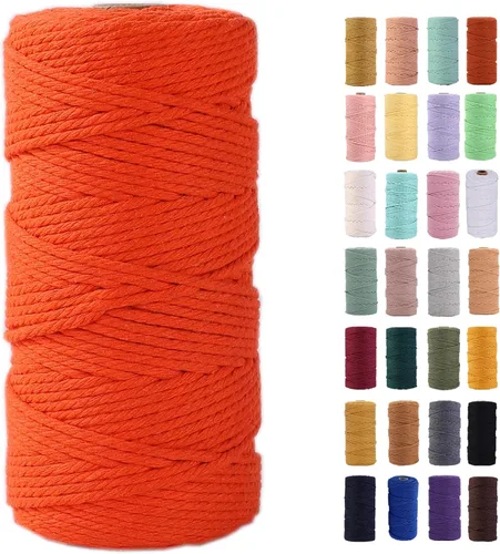 Miniatura 50 de Cordón de macramé gris rosado de 0.118 in x 109 yardas, cuerda de algodón colorido de algodón suave para colgar en la pared, colgar plantas