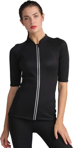 Miniatura 2 de Camisa de sauna para mujer, sudadera de neopreno para adelgazar, moldeador de cintura, neopreno, camisa de sauna con cremallera