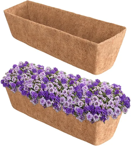 Miniatura 15 de Halatool Paquete de 2 forros de caja de ventana de 24 pulgadas, forro de repuesto de fibra de coco preformada, forros de fibra de coco natural