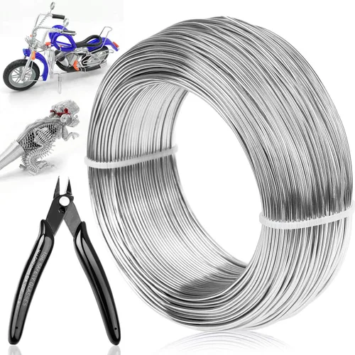 Alambre de aluminio de calibre 18 para hacer joyas, alambre de metal de 328 pies armadura alambre flexible para árboles bonsái, esculpir, Plata
