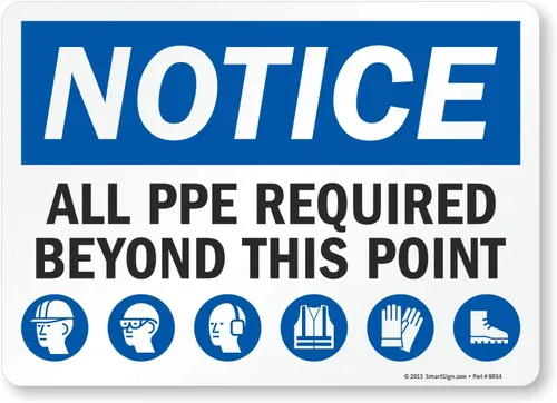 Miniatura 11 de SmartSign Aviso - Todo el PPE necesario más allá de este punto" Letrero Aluminio de 10 x 14 pulgadas