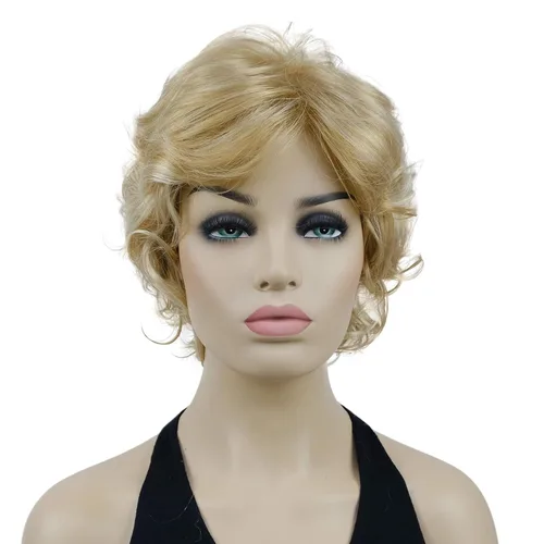 Miniatura 21 de Lydell Pelucas cortas y onduladas de 6 pulgadas, cabello sintético completo, estilo clásico (12TT26 marrón claro con reflejos)
