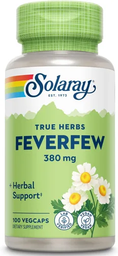 SOLARAY Hoja de matricaria de 380 mg | Circulación saludable, tono de vasos sanguíneos, apoyo cómodo, sin OMG y vegano, 100 cápsulas vegetales