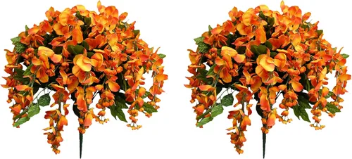 Miniatura 12 de Flores de glicina artificial para mata colgante larga, 15 tallos, para decoración y arreglo del hogar, boda, restaurante y oficina Belleza